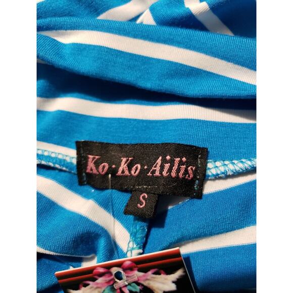 Ko Ko Ailis Maxi Skirt Women's Size Small Blue White Stripe Wide Waistband - Picture 6 of 12